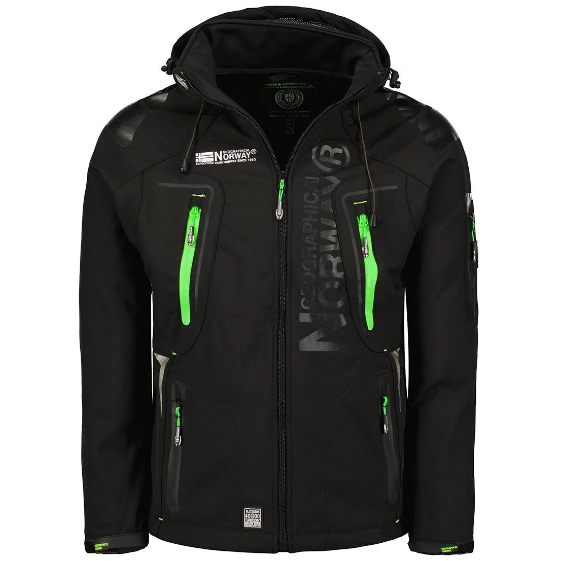 Chaqueta Softshell De Hombre Techno Negro / Verde Fluor