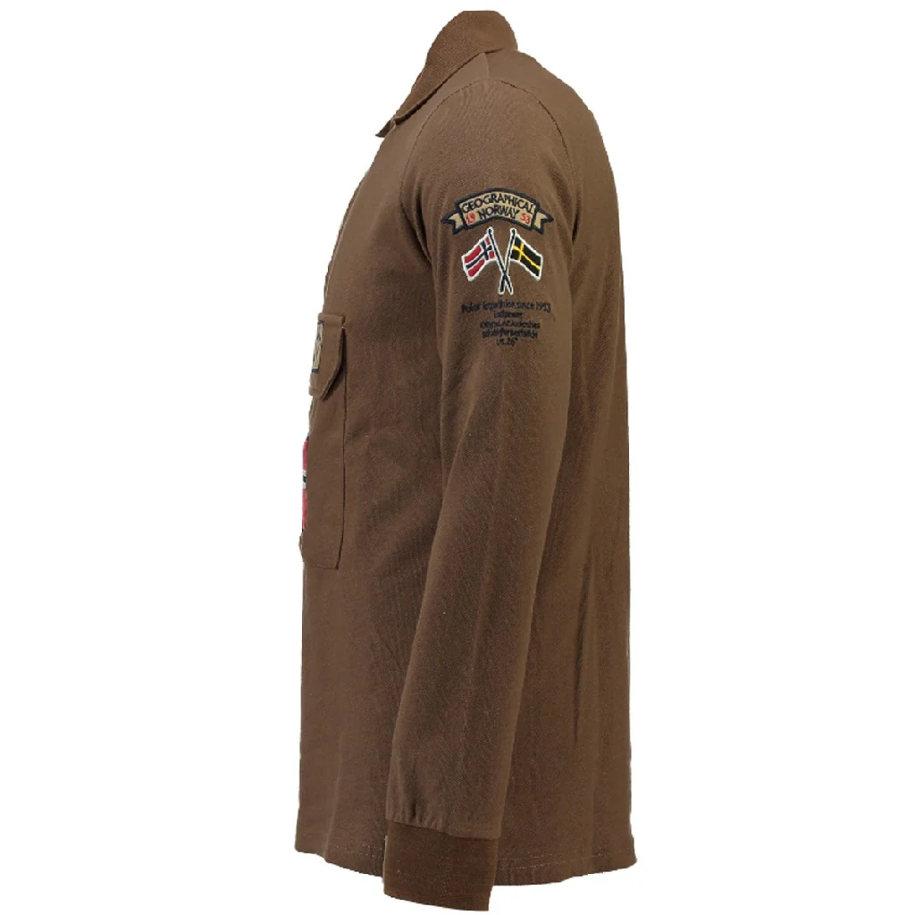 Polo De Manga Larga De Hombre Kiclass Taupe - Image 3